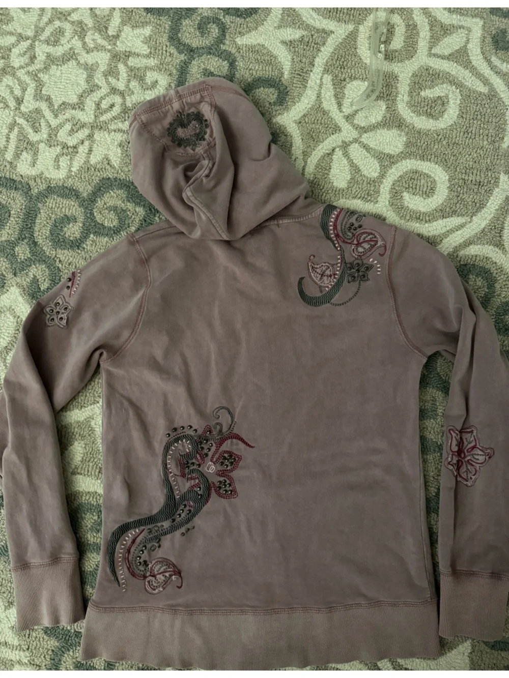 Vertigo Embroidered Hooded jacket  & Jogger Set Y2K - Dusty Mauve size M